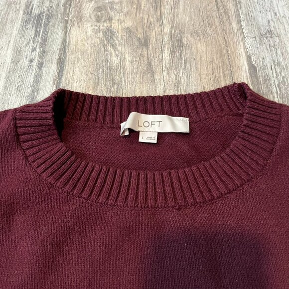 Set of 2 LOFT Sweaters, Large - Camel Relaxed V-Neck and Burgundy Modern Tunic - Picture 11 of 15